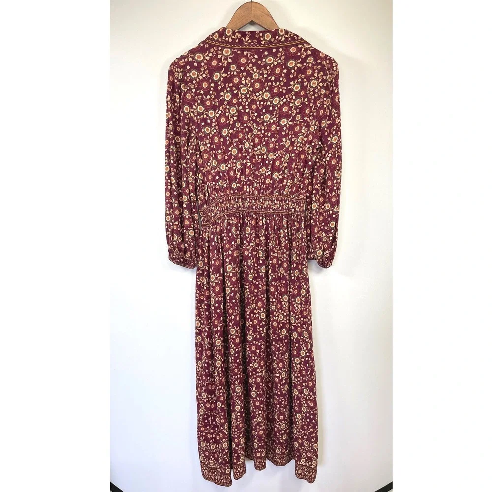 Max Studio Boho Floral Maxi Dress XS Pockets Flowy Earthy Cottagecore Praire